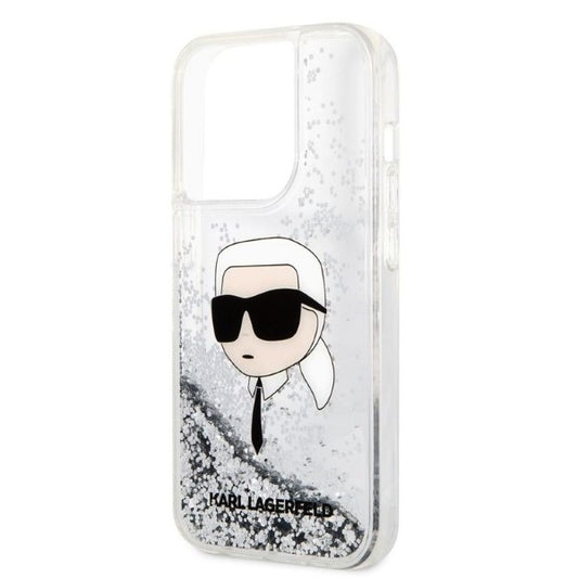 Kotelo Apple iPhone 14 Pro Max:lle, Karl Lagerfeld, Glitter Karl's Head, Hopeinen