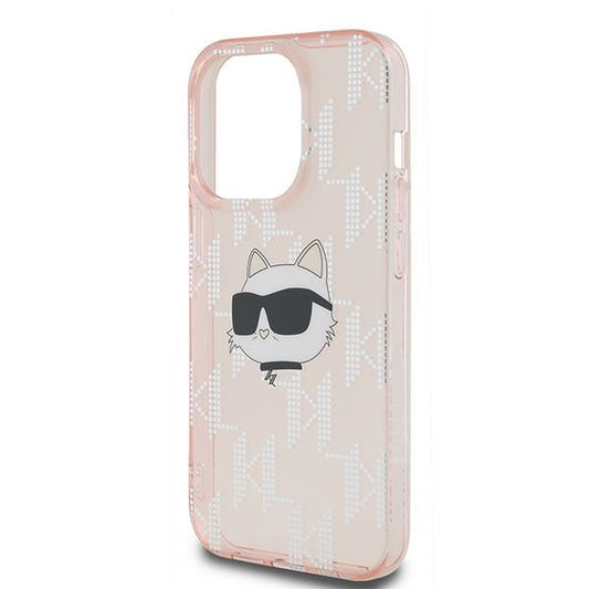 Kotelo Apple iPhone 14 Pro Max:lle, Karl Lagerfeld, IML Luxury Monogram Choupette's Head, Pinkki