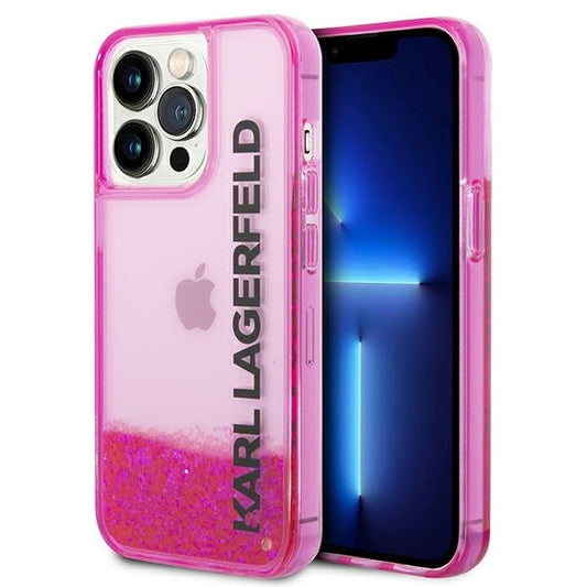Kotelo Apple iPhone 14 Pro Maxille, Karl Lagerfeld, Liquid Glitter KL Logo, Pinkki
