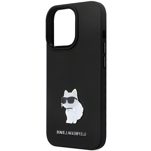 Suojakotelo Apple iPhone 14 Pro Max:lle, Karl Lagerfeld, Silicone Choupette Metal, Musta