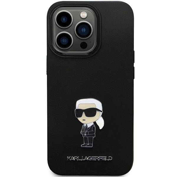 Suojakotelo Apple iPhone 14 Pro Max:lle, Karl Lagerfeld, Silicone Ikonik Karl Metal, Musta