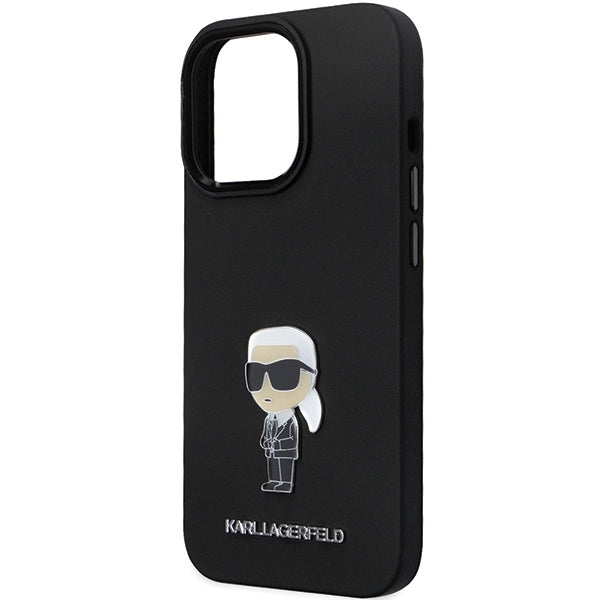 Suojakotelo Apple iPhone 14 Pro Max:lle, Karl Lagerfeld, Silicone Ikonik Karl Metal, Musta