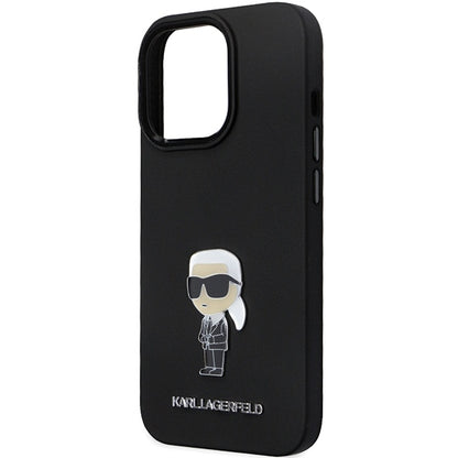 Suojakotelo Apple iPhone 14 Pro Max:lle, Karl Lagerfeld, Silicone Ikonik Karl Metal, Musta