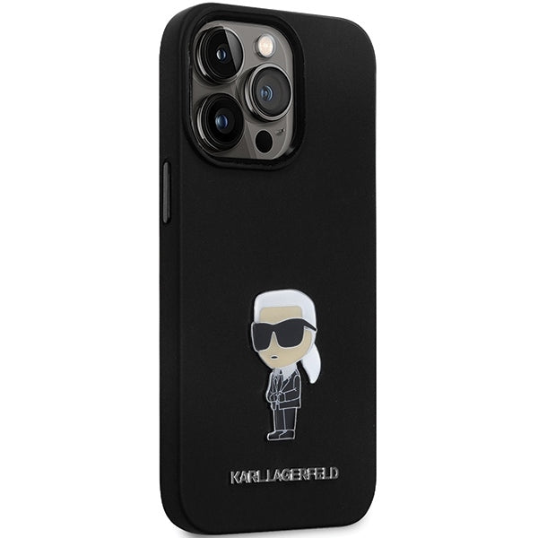 Suojakotelo Apple iPhone 14 Pro Max:lle, Karl Lagerfeld, Silicone Ikonik Karl Metal, Musta