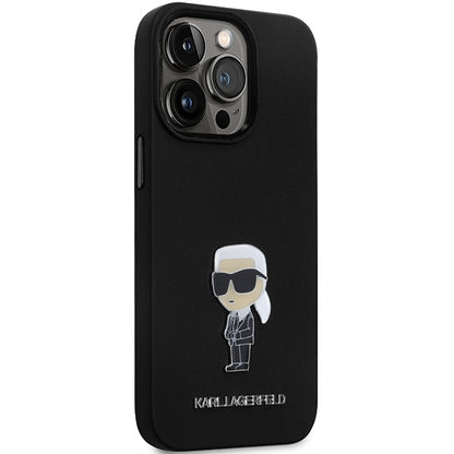 Suojakotelo Apple iPhone 14 Pro Max:lle, Karl Lagerfeld, Silicone Ikonik Karl Metal, Musta