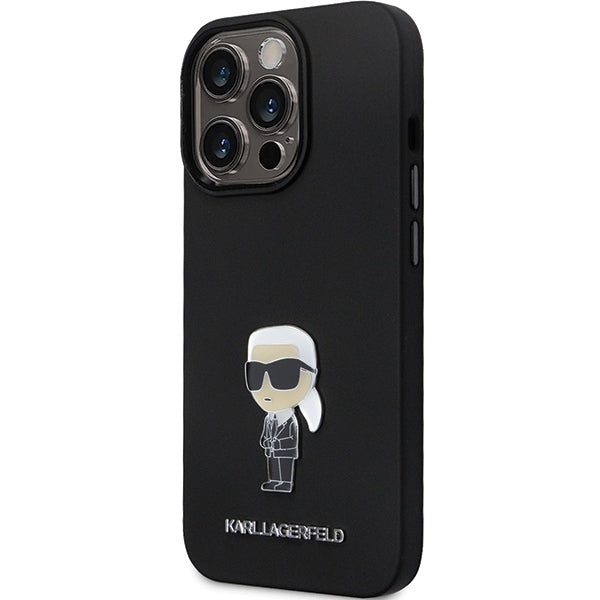Suojakotelo Apple iPhone 14 Pro Max:lle, Karl Lagerfeld, Silicone Ikonik Karl Metal, Musta