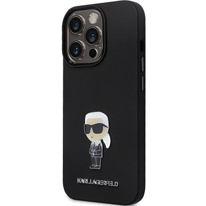 Suojakotelo Apple iPhone 14 Pro Max:lle, Karl Lagerfeld, Silicone Ikonik Karl Metal, Musta
