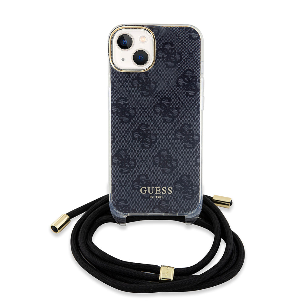 Suojakotelo Apple iPhone 15:lle, Guess, 4G IML Printed Crossbody, Musta