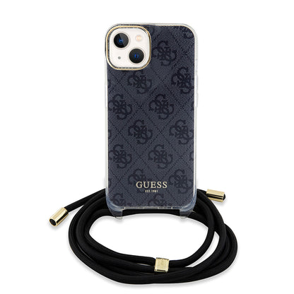 Suojakotelo Apple iPhone 15:lle, Guess, 4G IML Printed Crossbody, Musta