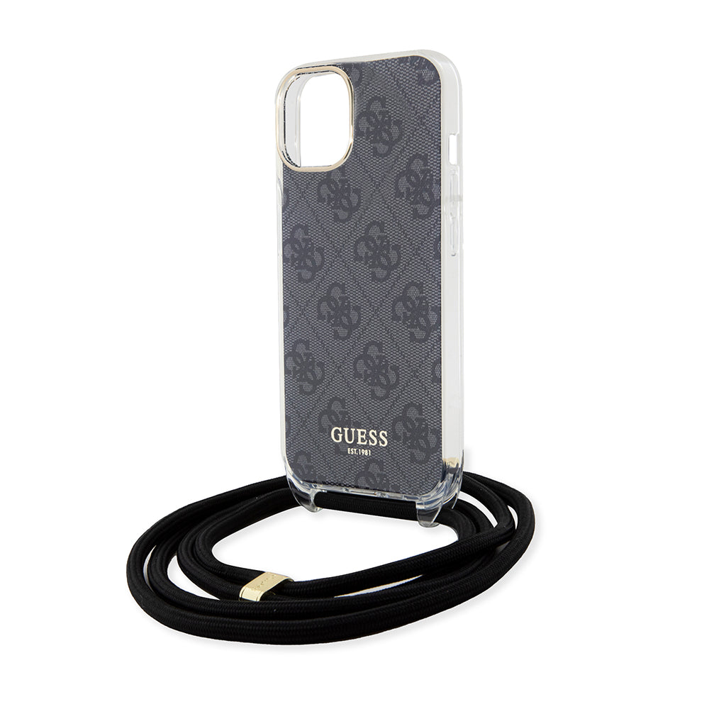 Suojakotelo Apple iPhone 15:lle, Guess, 4G IML Printed Crossbody, Musta