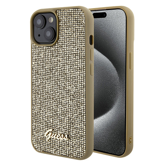 Case for Apple iPhone 15, Guess, Disco Metal Script, Gold