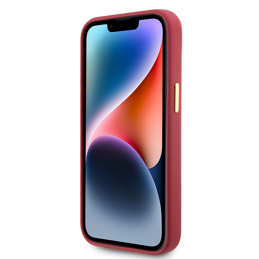 Kotelo Apple iPhone 15:lle, Guess, Script Metal Logo & Frame, Punainen
