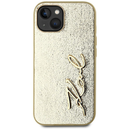 Kotelo Apple iPhone 15:lle, Karl Lagerfeld, Metal Signature, Kultainen