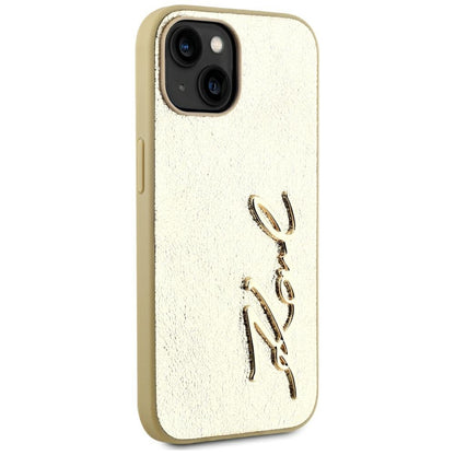 Kotelo Apple iPhone 15:lle, Karl Lagerfeld, Metal Signature, Kultainen