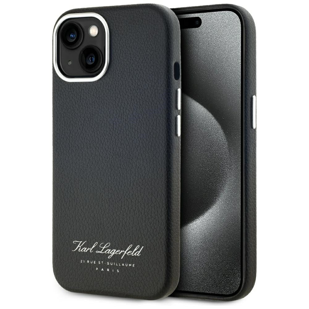 Kotelo Apple iPhone 15:lle, Karl Lagerfeld, RSG, Musta