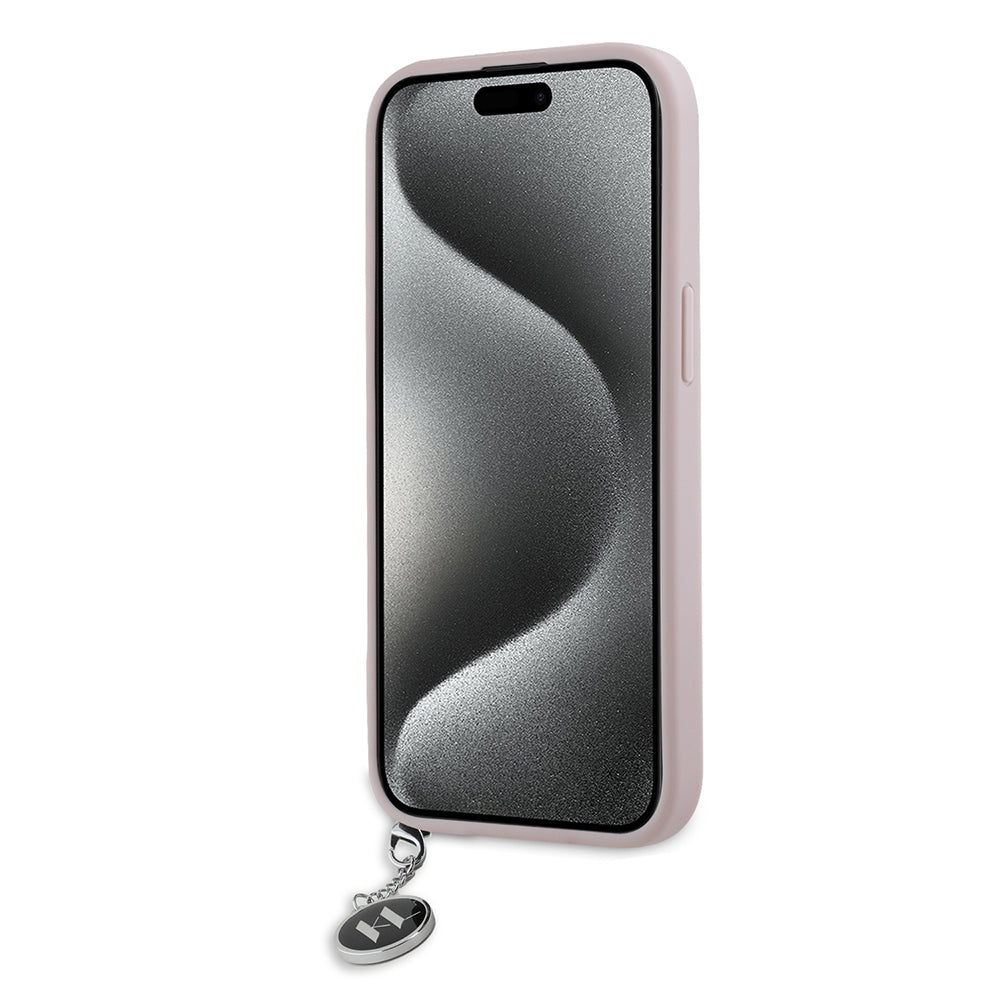 Suojakotelo Apple iPhone 15:lle, Karl Lagerfeld, Saffiano Rhinestones & Charm, Pinkki