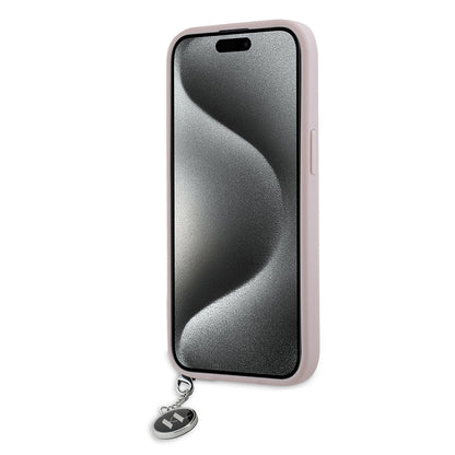 Suojakotelo Apple iPhone 15:lle, Karl Lagerfeld, Saffiano Rhinestones & Charm, Pinkki