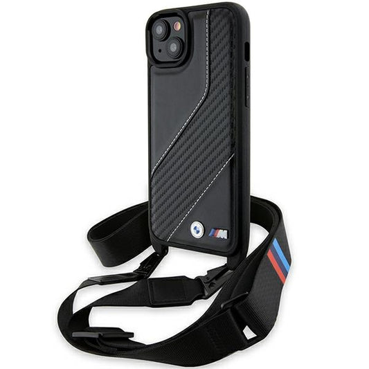 Kuori Apple iPhone 15 Plus:lle, BMW, M Edition Carbon Stripe & Strap, Musta