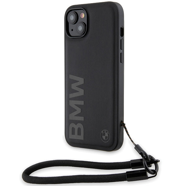Kuori Apple iPhone 15 Plus -puhelimelle, BMW, Signature Wordmark Cord, Musta