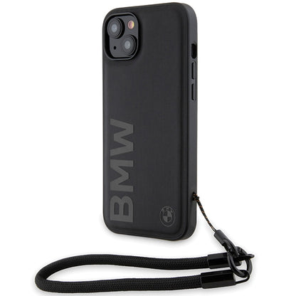 Kuori Apple iPhone 15 Plus -puhelimelle, BMW, Signature Wordmark Cord, Musta