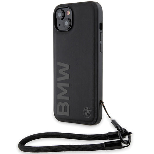 Kuori Apple iPhone 15 Plus -puhelimelle, BMW, Signature Wordmark Cord, Musta