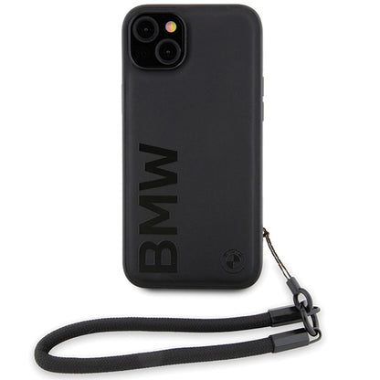 Kuori Apple iPhone 15 Plus -puhelimelle, BMW, Signature Wordmark Cord, Musta