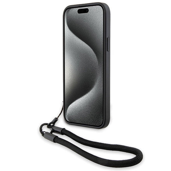 Kuori Apple iPhone 15 Plus -puhelimelle, BMW, Signature Wordmark Cord, Musta