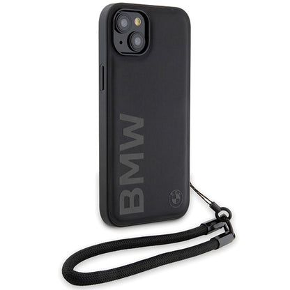 Kuori Apple iPhone 15 Plus -puhelimelle, BMW, Signature Wordmark Cord, Musta