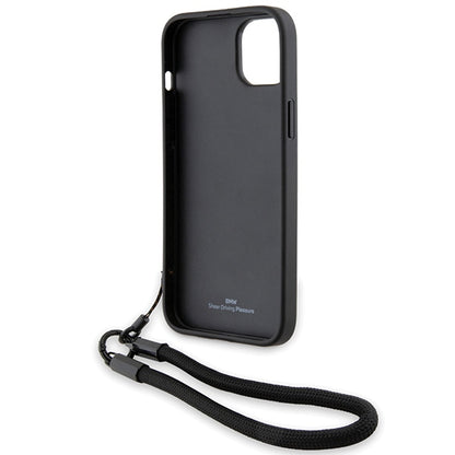 Kuori Apple iPhone 15 Plus -puhelimelle, BMW, Signature Wordmark Cord, Musta