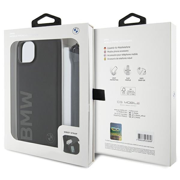 Kuori Apple iPhone 15 Plus -puhelimelle, BMW, Signature Wordmark Cord, Musta