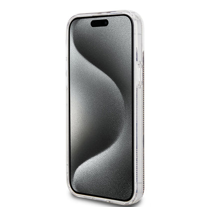 Kotelo Apple iPhone 15 Plus -puhelimelle, Guess, IML 4G Gold Stripe, Ruskea