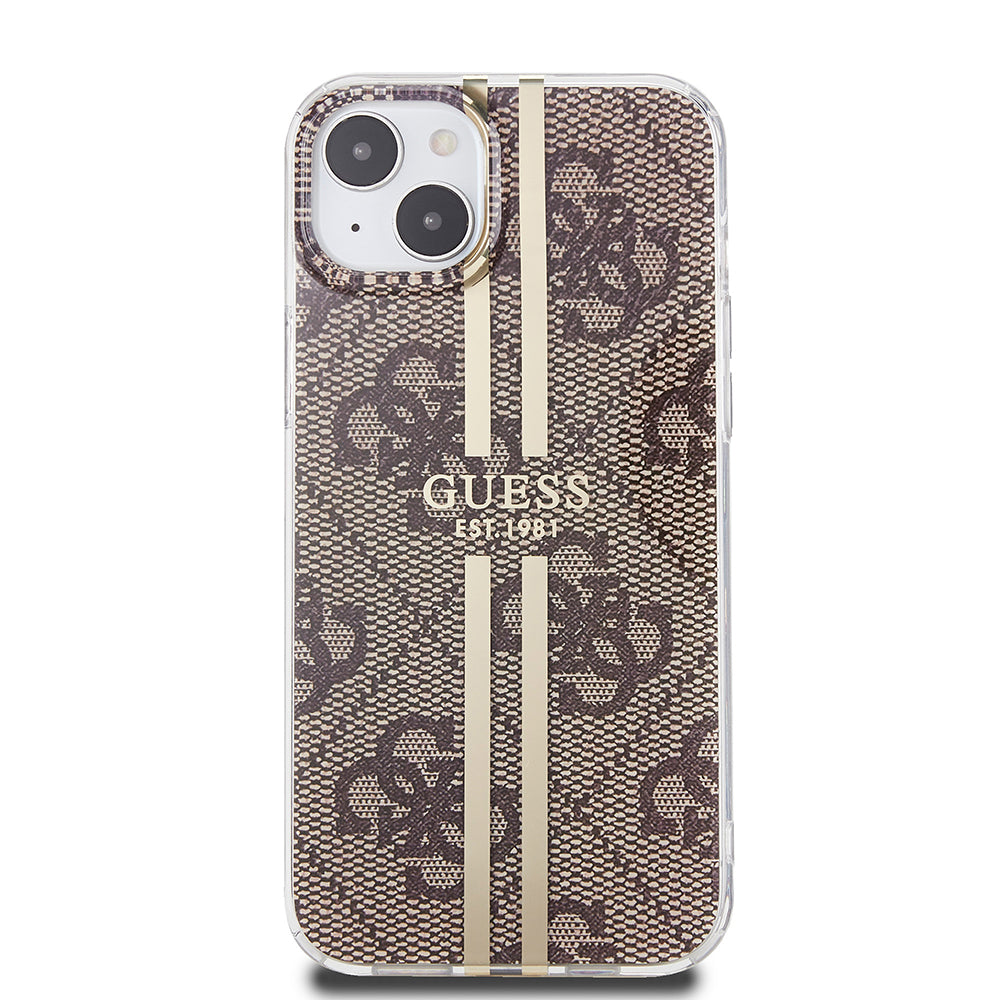 Kotelo Apple iPhone 15 Plus -puhelimelle, Guess, IML 4G Gold Stripe, Ruskea