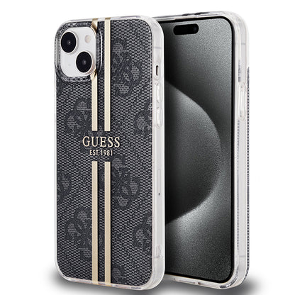 Suojakotelo Apple iPhone 15 Plus, Guess, IML 4G Gold Stripe, Musta