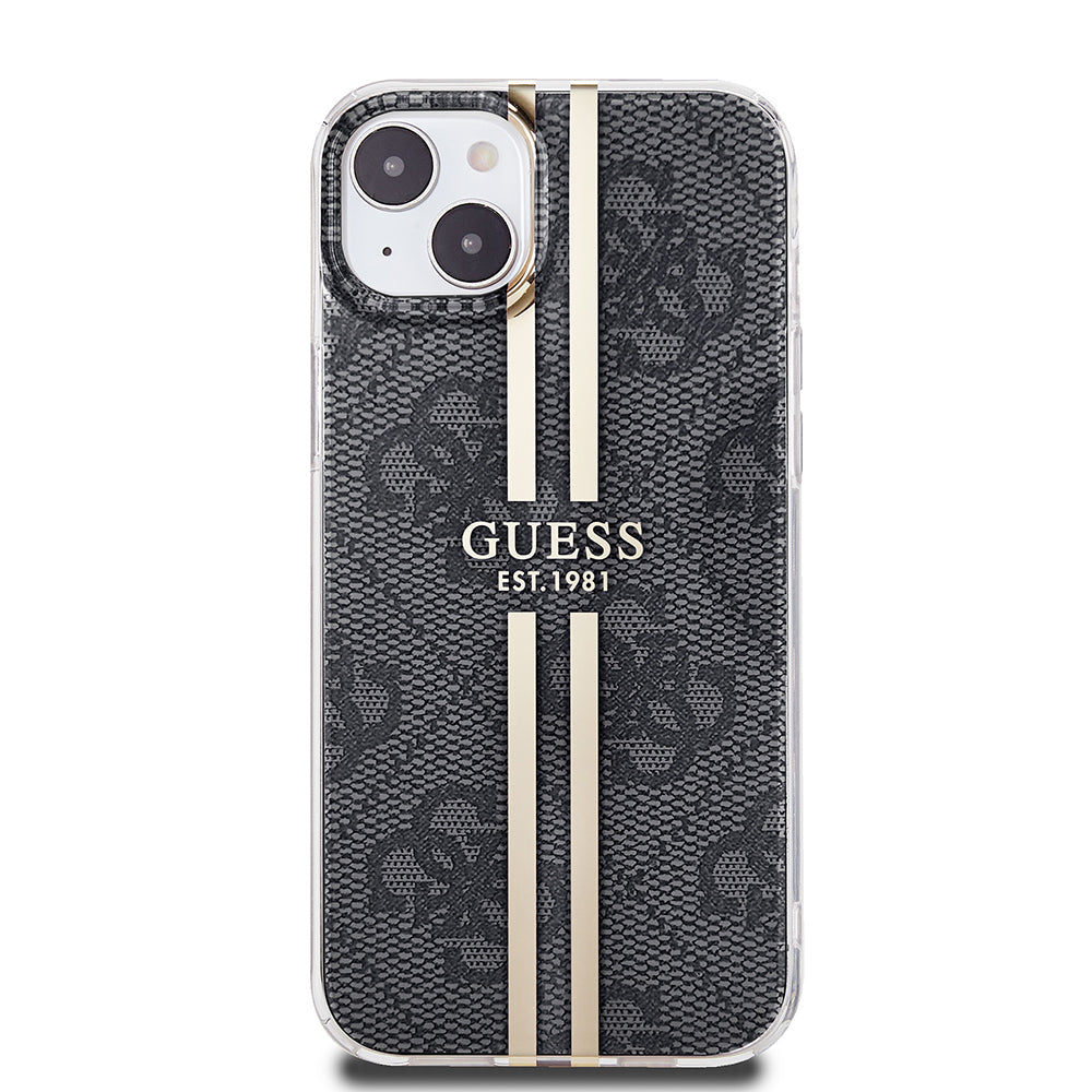 Suojakotelo Apple iPhone 15 Plus, Guess, IML 4G Gold Stripe, Musta
