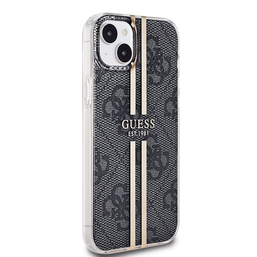 Suojakotelo Apple iPhone 15 Plus, Guess, IML 4G Gold Stripe, Musta