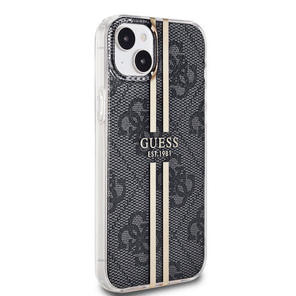 Suojakotelo Apple iPhone 15 Plus, Guess, IML 4G Gold Stripe, Musta