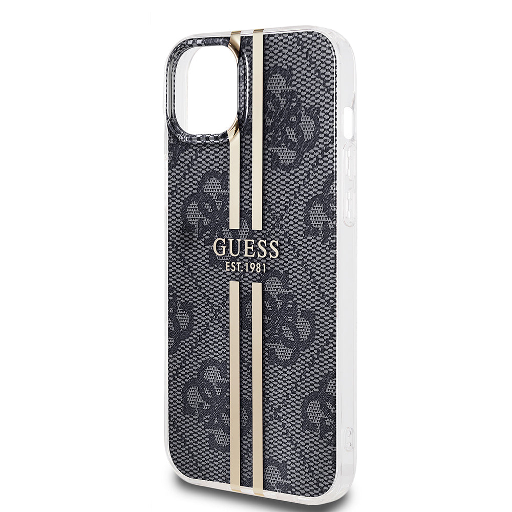 Suojakotelo Apple iPhone 15 Plus, Guess, IML 4G Gold Stripe, Musta