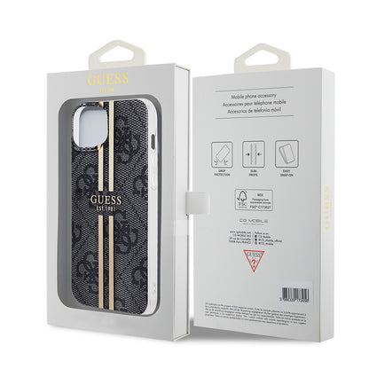 Suojakotelo Apple iPhone 15 Plus, Guess, IML 4G Gold Stripe, Musta