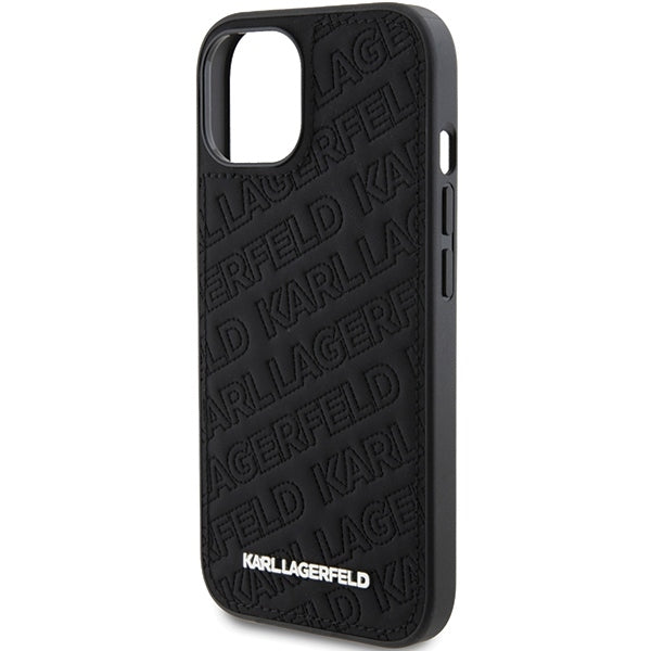 Kotelo Apple iPhone 15 Plus:lle, Karl Lagerfeld, Diagonal Quilted K -kuviolla, Musta
