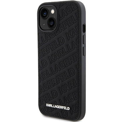 Kotelo Apple iPhone 15 Plus:lle, Karl Lagerfeld, Diagonal Quilted K -kuviolla, Musta