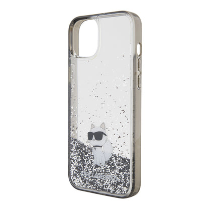 Kotelo Apple iPhone 15 Plus:lle, Karl Lagerfeld, Liquid Glitter Choupette, Läpinäkyvä