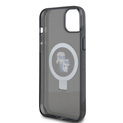 Kotelo Apple iPhone 15 Plus:lle, Karl Lagerfeld, Ringstand Karl & Choupette, Musta