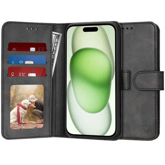 Kuori Apple iPhone 15 Plus -puhelimelle, Techsuit, Diary Book, Musta