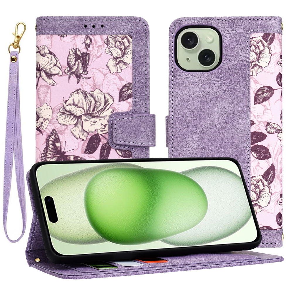 Kuori Apple iPhone 15 Plus:lle, Techsuit, FlipCraft, Violetti