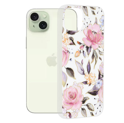 Kuori Apple iPhone 15 Plus:lle, Techsuit, Marble, Valkoinen