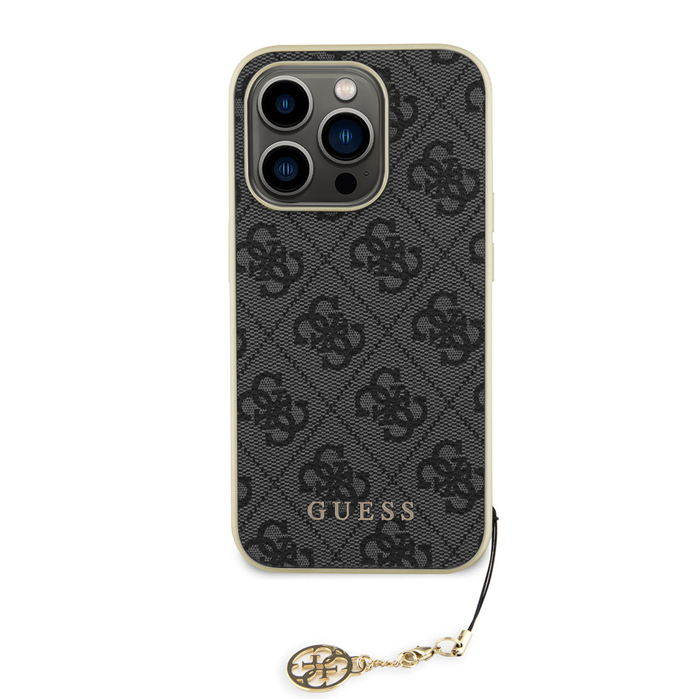 Suojakotelo Apple iPhone 15 Prolle, Guess, 4G Charm, Harmaa