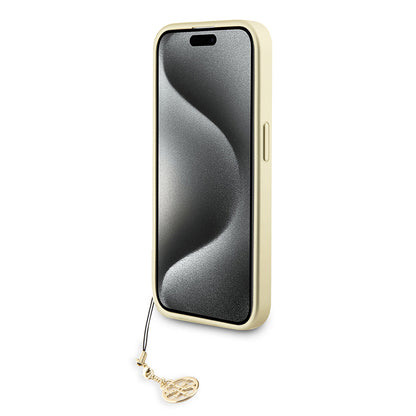 Suojakotelo Apple iPhone 15 Prolle, Guess, 4G Charm, Harmaa
