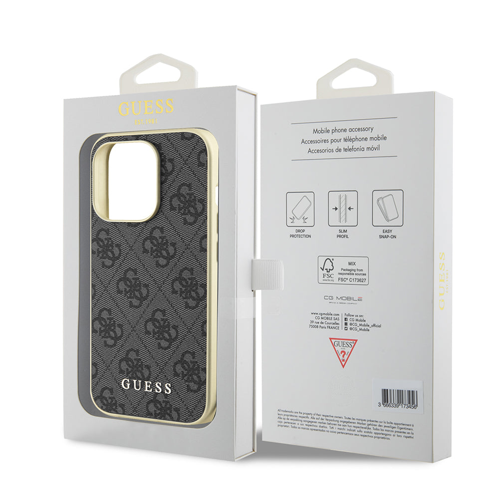 Suojakotelo Apple iPhone 15 Prolle, Guess, 4G Charm, Harmaa