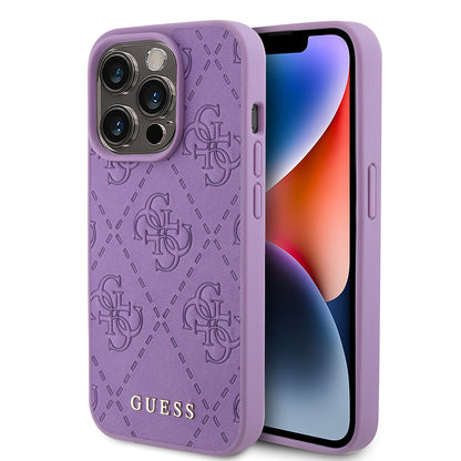Suojakotelo Apple iPhone 15 Prolle, Guess, 4G Stamped, Vaaleanvioletti