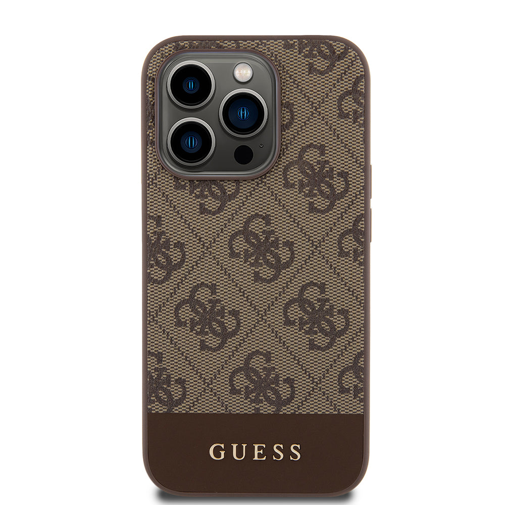 Suojakotelo Apple iPhone 15 Prolle, Guess, 4G Stripe, Ruskea